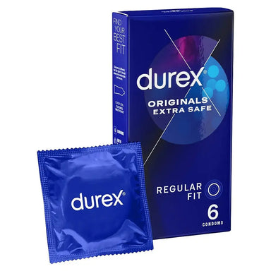 Durex Latex Extra Safe Regular Fit Male Condoms 6 Pack - Peaches and Screams