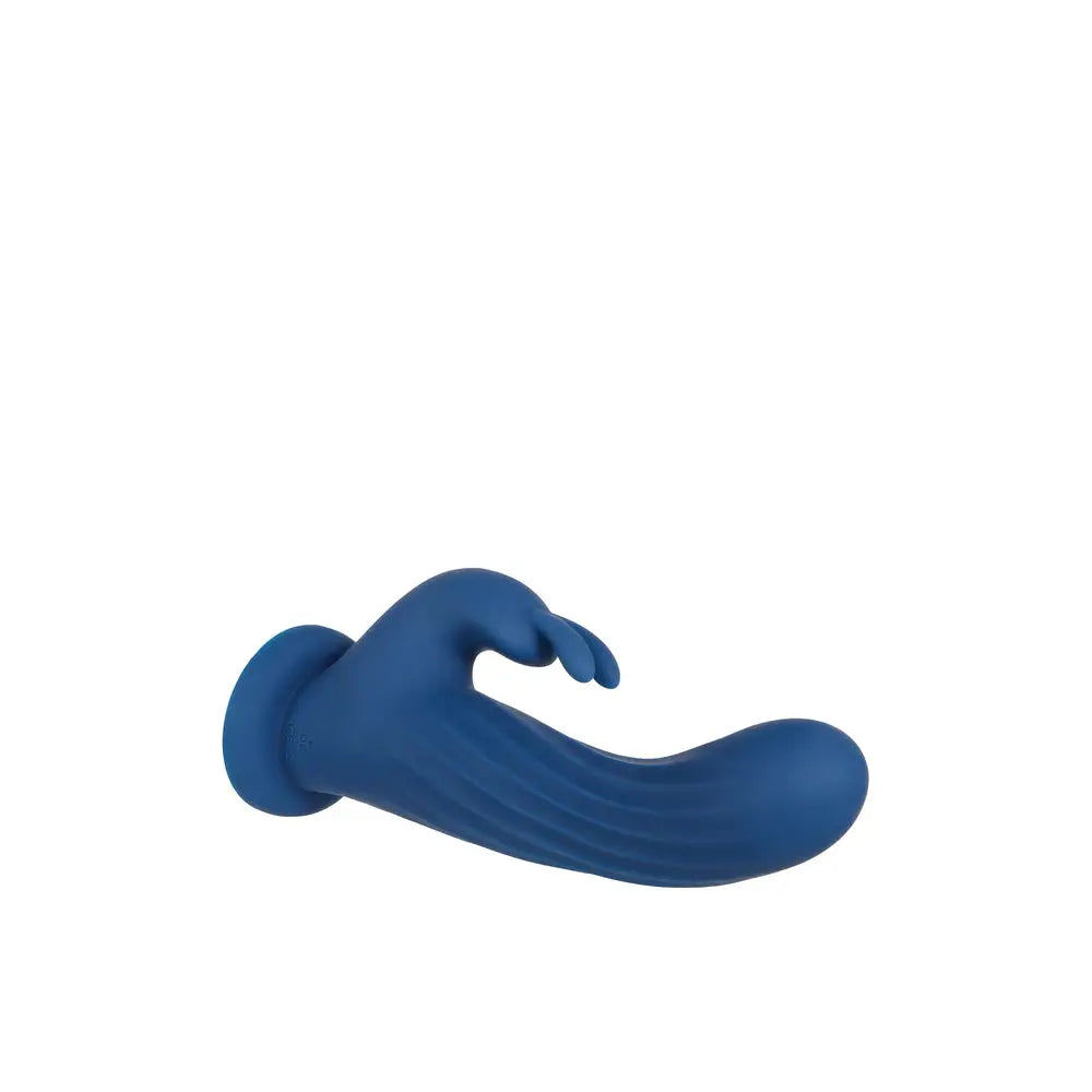 Evolved Silicone Blue Rechargeable Rotating Rabbit Vibrator With Remote - Peaches and Screams