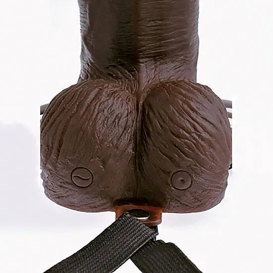 Fetish Fantasy 9-inch Flesh Brown Rechargeable Hollow Strap On Dildo - Peaches and Screams