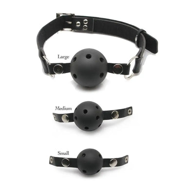 Fetish Fantasy Series Black Leather Beginners Ball Gag With Buckles - Peaches and Screams
