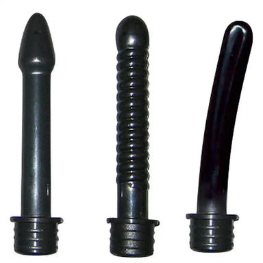 Fifi Black Anal Douche Enema System With 3 Different Attachments - Peaches and Screams