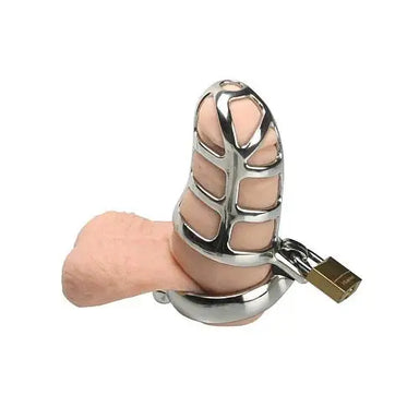 Kink Industries Stainless Steel Silver Chastity Cock Cage - Peaches and Screams