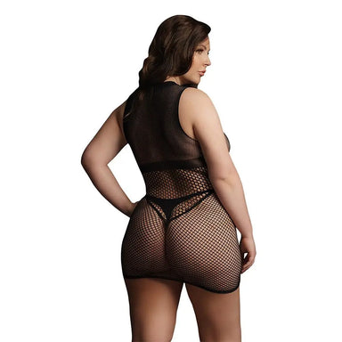 Le Desir Black Duo Net Open Cup Plus Size Mini Dress Uk 14 To 20 - Peaches and Screams