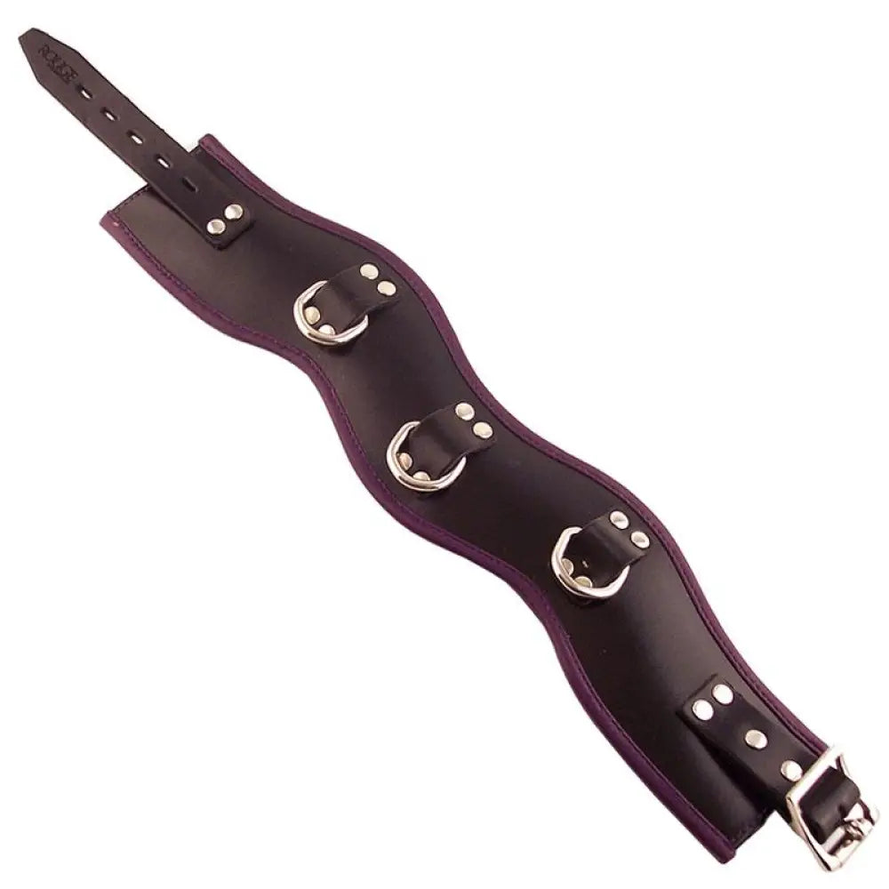 Leather Black and Purple Padded Posture Collar with Buckles - Peaches and Screams