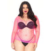 Leg Avenue Sexy Pink Plus Size Net Long Sleeved Shirt Uk 18 To 22 - Peaches and Screams