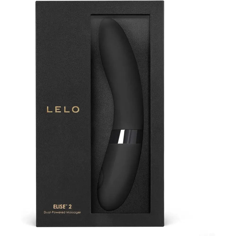 Lelo elise 2 dual silicone black rechargeable g-spot vibrator - peaches and screams