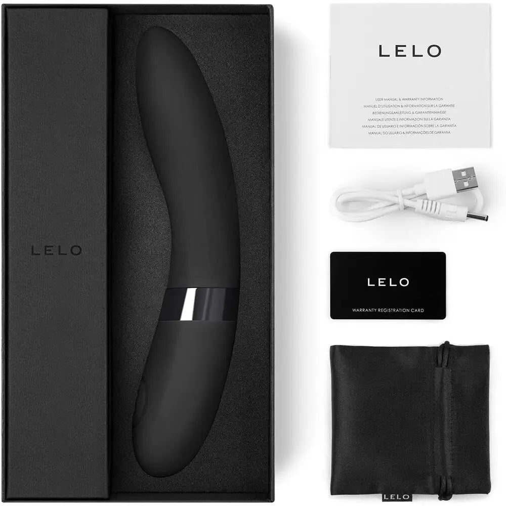 Lelo elise 2 dual silicone black rechargeable g-spot vibrator - peaches and screams