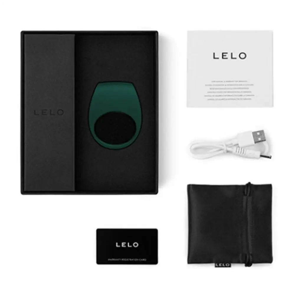 Lelo Stretchy Silicone Green 6 - speeds Rechargeable Cock Ring - Peaches and Screams