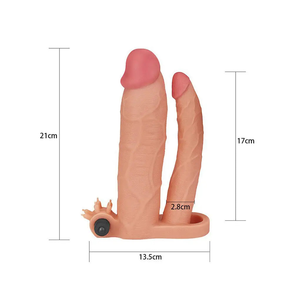 Lovetoy Realistic Feel Flesh Pink Vibrating Double Extender - Peaches and Screams
