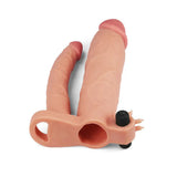 Lovetoy realistic feel flesh pink vibrating double extender - peaches and screams