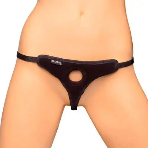 Lux Fetish Black Velvet Bikini Strap - on Harness For Couples - Peaches and Screams