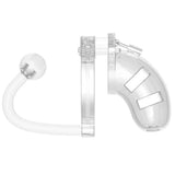Man Cage 10 Male 3.5 Inch Clear Chastity Cage with Anal Butt Plug - Peaches and Screams