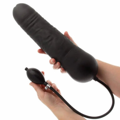Master Series 13.5 - inch Massive Black Realistic Inflatable Penis Dildo - Peaches and Screams