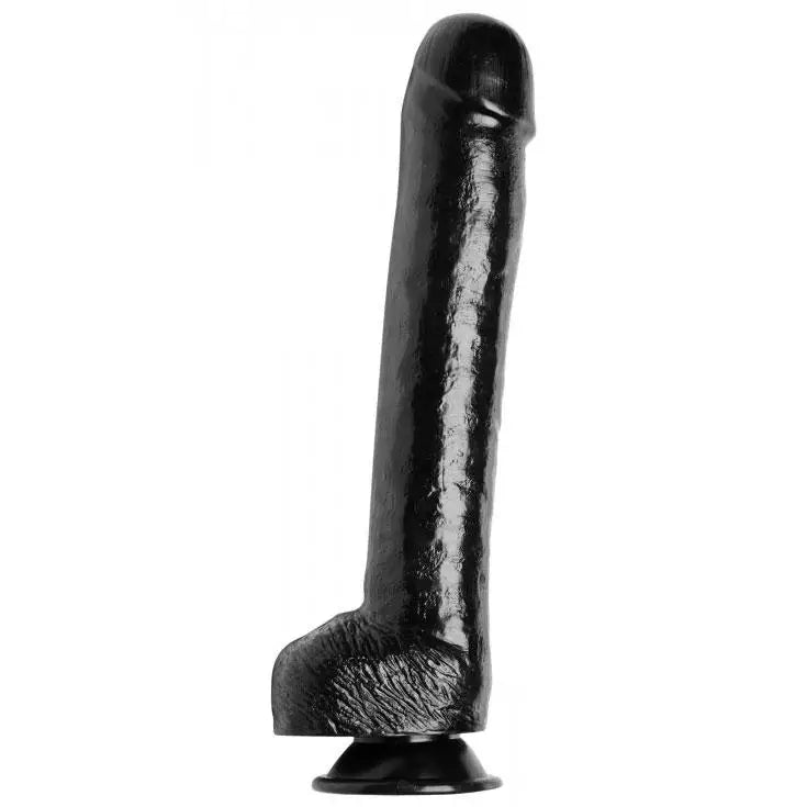 Master Series Black Extra Large Waterproof Suction - cup Dildo With Balls - Peaches and Screams