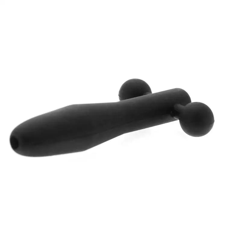 Master Series Hallows Black Silicone Cumthru Barbell Penis Plug - Peaches and Screams