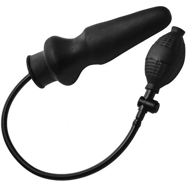 Master Series Large Inflatable Black Anal Butt Plug With Hand Pump - Peaches and Screams