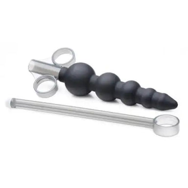 Master Series Silicone Black Graduated Beads Lube Launcher - Peaches and Screams