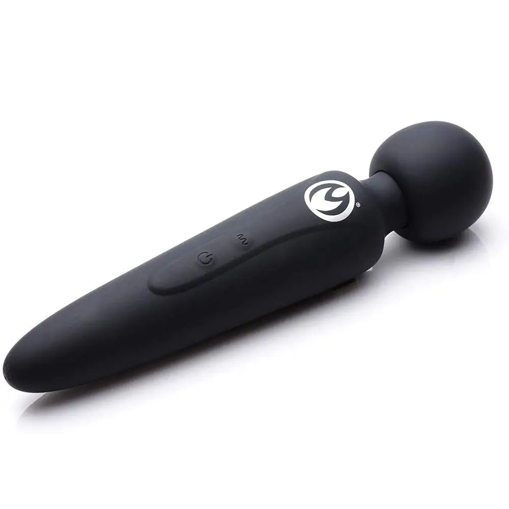 Master Series Silicone Black Rechargeable Ultra Powerful Silicone Wand Massager - Peaches and Screams