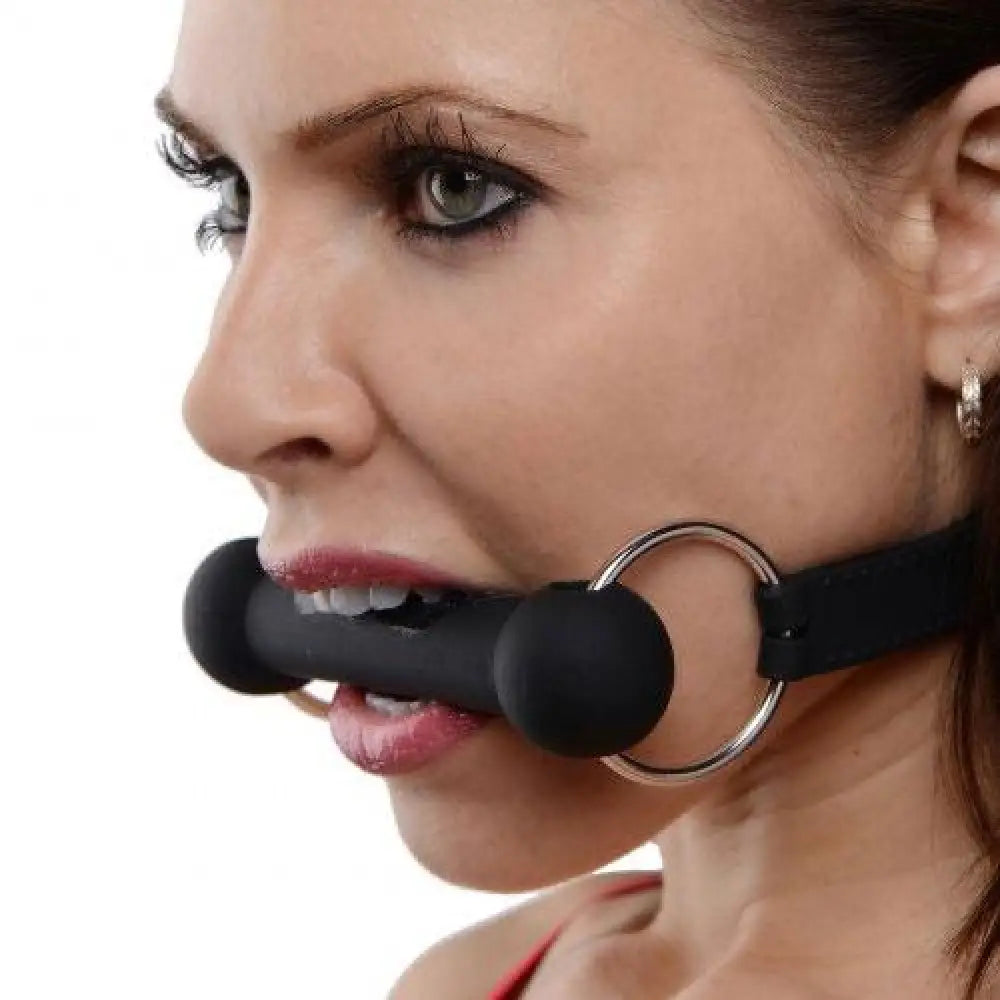 Master Series Silicone Horse Black Bit Gag with Adjustable Straps - Peaches and Screams