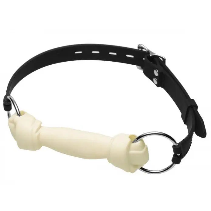 Master Series Silicone White Dog Bone Gag With Adjustable Straps - Peaches and Screams