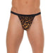 Mens Black One Size G - string With Leopard Print Pouch - Peaches and Screams