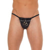 Mens black wet look g string with handcuff pouch - peaches and screams