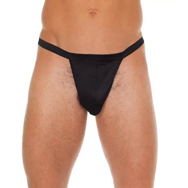 Mens Sexy Black Straight G - string With Pouch - Peaches and Screams