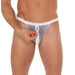 Mens White Mesh Zip Up Pouch With G - string - Peaches and Screams