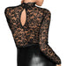 Noir Black Lace And Wet Look Knee - length Long - sleeved Dress - Small - Peaches and Screams