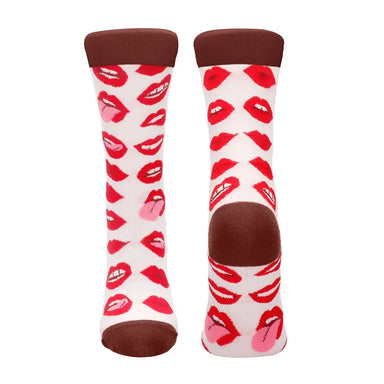 Novelty Kinky Red Lip Love Sexy Socks Size 42 To 46 - Peaches and Screams