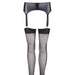 Noxqse Stretchy Wet Look Black Suspender Belt And Stockings - Small - Peaches and Screams