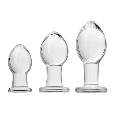 Ns Novelties Clear Crystal Premium Glass Butt Plug Set For Beginners - Peaches and Screams