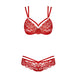 Obsessive Stretchy Red Lace Bra And G - string With Straps - Peaches and Screams