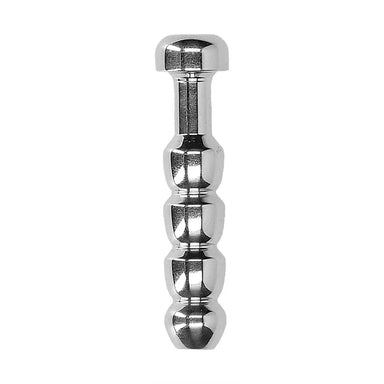 Ouch Urethral Sounding Stainless Steel Silver Ridged Plug - Peaches and Screams