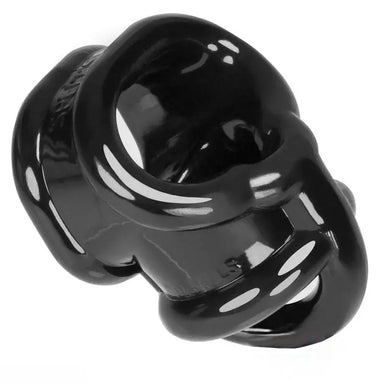 Oxballs Ballsling Black Stretchy Cock Ring With Ball Splitter - Peaches and Screams