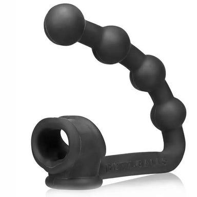 Oxballs Stretchy Silicone Black Cocksling With Anal Beads For Men - Peaches and Screams
