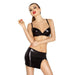 Passion Black Slit Skirt G-string And Wired Bra With Adjustable Straps - XXL/XXXL - Peaches and Screams