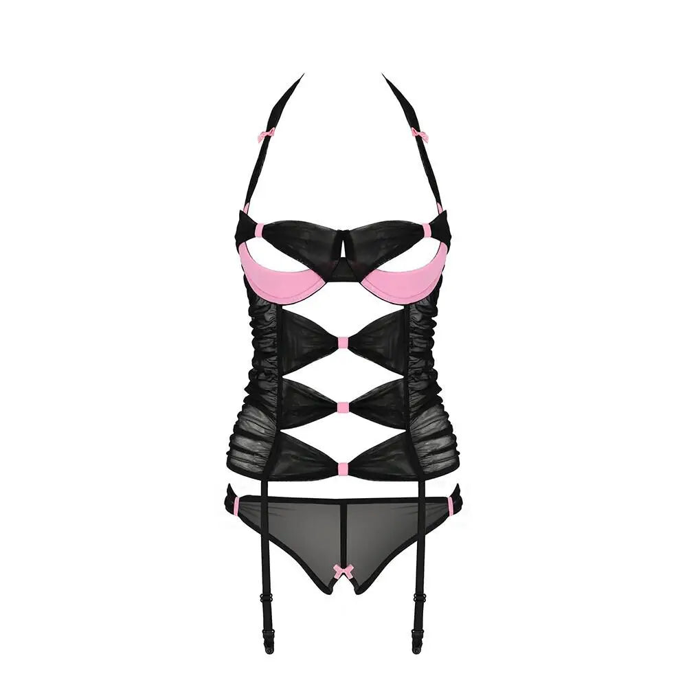 Passion Praline Black And Pink Corset - Peaches and Screams