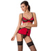 Passion Red Bra Garter And G-string With Adjustable Suspender Straps - L/XL - Peaches and Screams