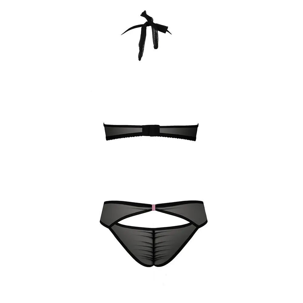 Passion Sexy Wet Look Black And Pink Bra Set - Peaches and Screams