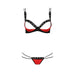 Passion Sexy Wet Look Red And Black Bra Set - L/XL - Peaches and Screams