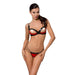 Passion Sexy Wet Look Red And Black Bra Set - S/M - Peaches and Screams