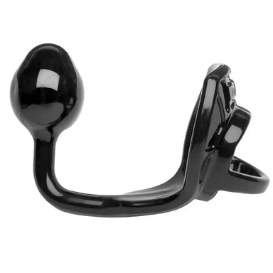 Perfect Fit Black Medium Anal Butt Plug With Cock And Ball Ring - Peaches Screams