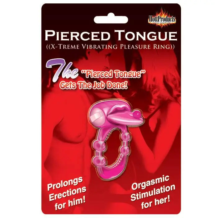 Pierced Tongue Waterproof Vibrating Cock Ring With Clit Stim - Peaches and Screams