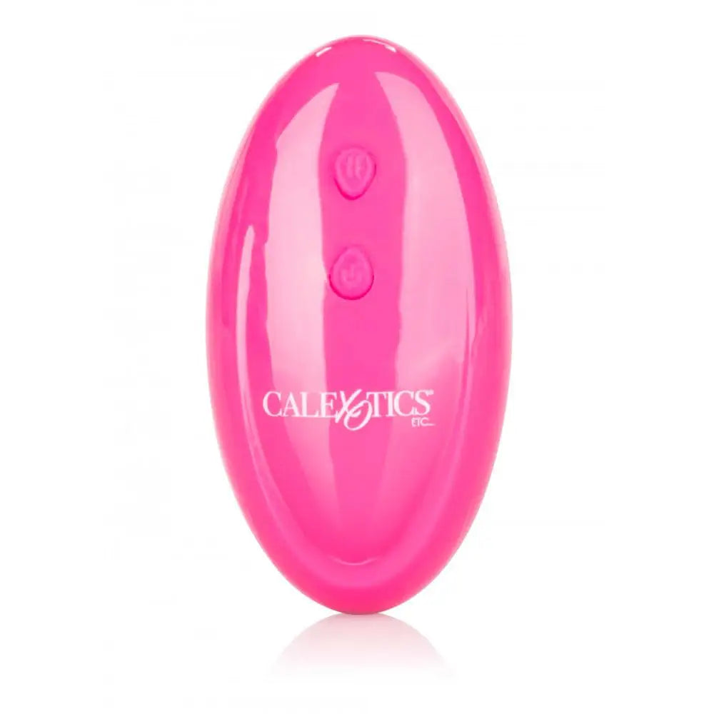 Pink jelly vibrating strap on with butterfly clit stim - peaches and screams