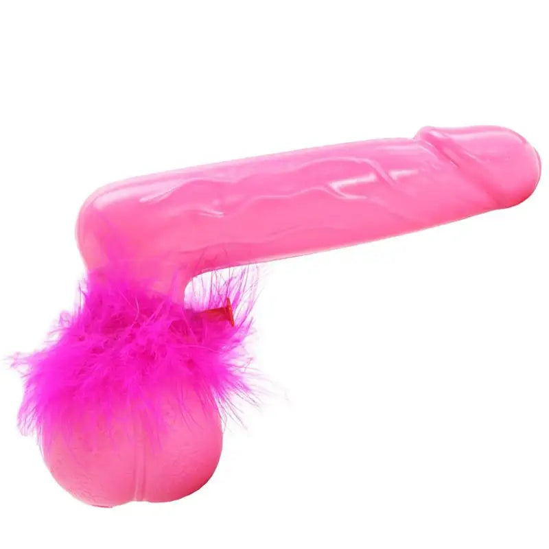 Pink Pecker Party Squirt Gun With Stimulating Feathers - Peaches and Screams