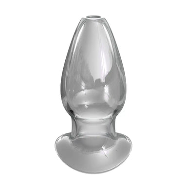 Pipedream Clear Medium Hollow Glass Butt Plug - Peaches and Screams