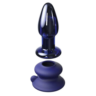 Pipedream Glass Blue Rechargeable Vibrating Butt Plug With Suction Cup - Peaches and Screams