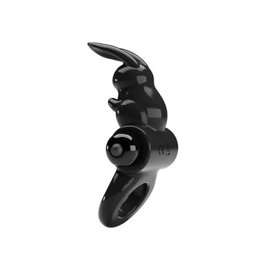 Pretty Love Stretchy Black Multi-speed Vibrating Rabbit Cock Ring - Peaches and Screams