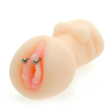 Realistic Flesh Pink Pierced Vagina Vibrating Male Masturbator - Peaches and Screams